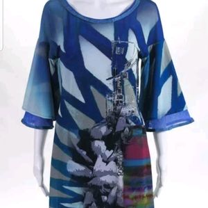 New Save the Queen blue shift dress with slip $520